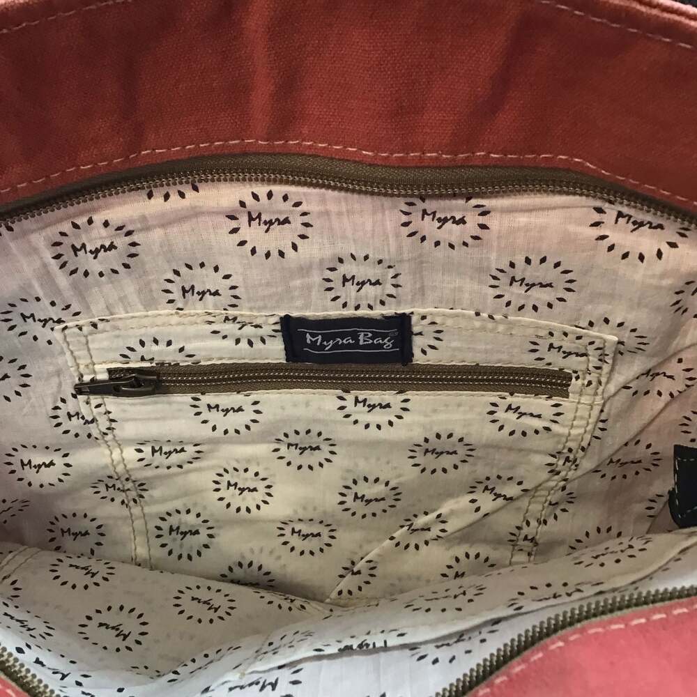 Myra Bag Ruby Canyon Upcycled Canvas and Leather Tote Bag NWT Western Cowgirl - Picture 3 of 7